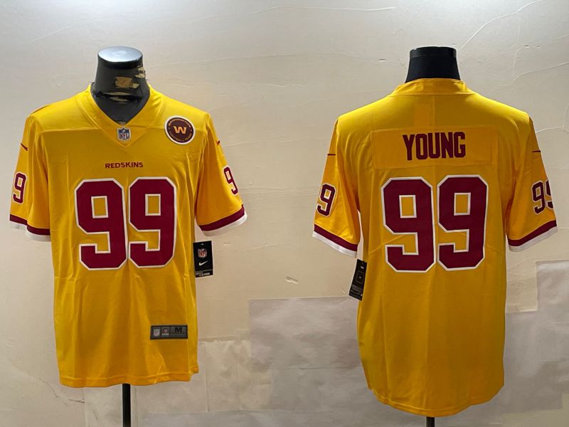 Men Washington Redskins #99 Young Yellow Second generation 2024 Nike Limited NFL Jersey style 2->washington redskins->NFL Jersey